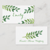 Placement Feuilles verts romantiques - Carte de nom (Devant / Derrière)