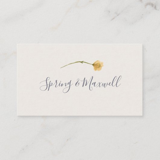 Placement Fleur sauvage de printemps | Carte Mariage plat bl (Dos)