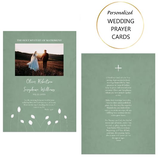 Placement Fleurs blanches Champ Carte de prière Mariage orth