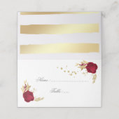 Placement fleurs bordeaux et or élégante carte de place (Extérieur déplié)