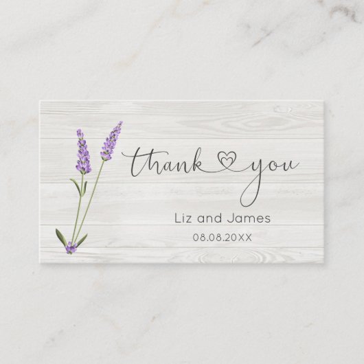 Placement Fleurs de lavande sur Merci de bois Carte de place (Devant)