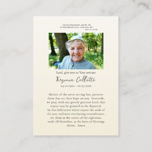 Placement Fleurs délicates Carte de prière orthodoxe (Dos)