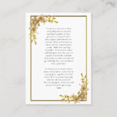 Placement Fleurs d'or brillantes Carte de prière Mariage ort (Dos)