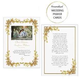 Placement Fleurs d'or brillantes Carte de prière Mariage ort