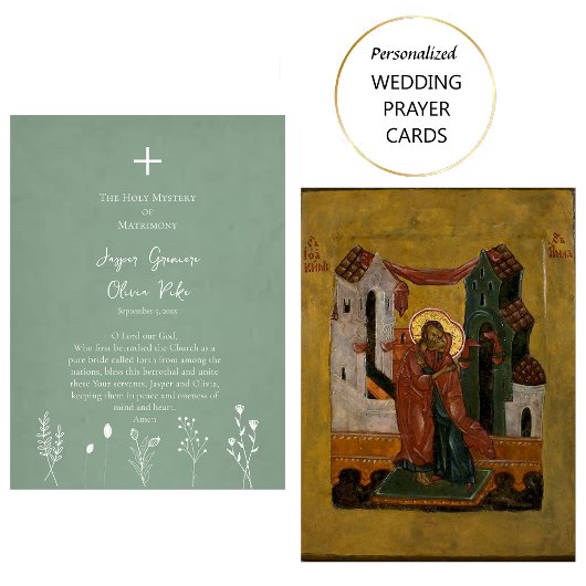 Placement Fleurs sauvages sur la carte de prière Mariage Arr