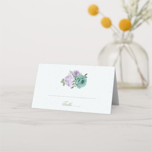 Placement fleurs violettes bleues verdure botanique carte de (Devant)