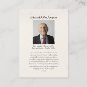 Placement Fleurs violettes Carte de prière funéraire Vierge  (Dos)