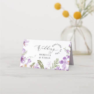 Placement Fleurs violettes Elégante Carte de lieu de mariage