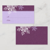 Placement Flocon de neige blanc violet Mariage d'hiver Carte (Devant / Derrière)