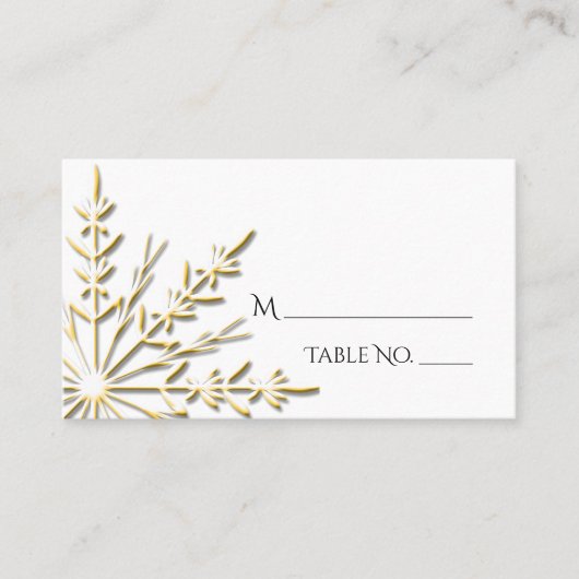 Placement Flocon de neige doré sur carte de table de mariage (Devant)