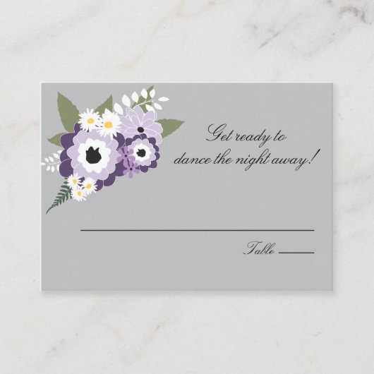 Placement Floral pourpre | Carte de siège d'escorte (Devant)