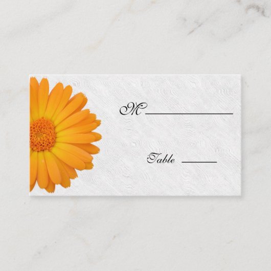 Placement Gerbera Daisy Orange blanc Carte de lieu pour l'oc (Devant)