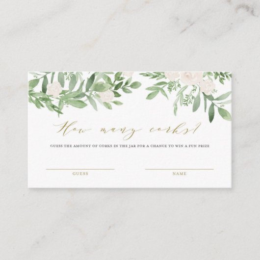 Placement Green and White Flower Combien de lièges Carte de  (Devant)