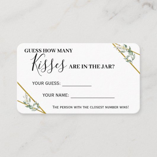 Placement Green Gold Combien de baisers Douche Carte de jeu (Devant)