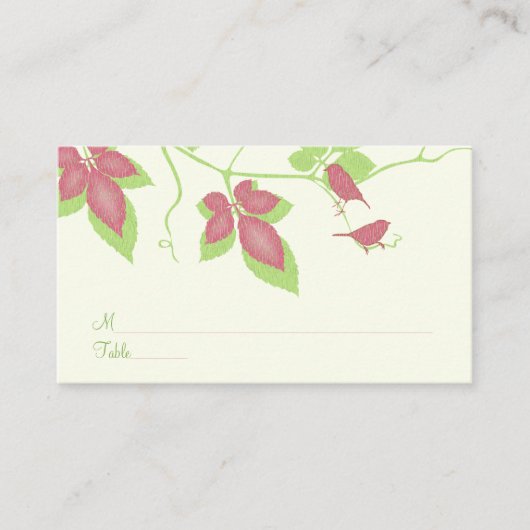 Placement Green Rose Birds Vines Occasion spéciale Carte de (Devant)
