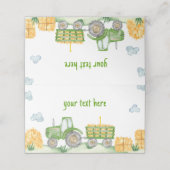 Placement Green Tractor Farm Anniversaire de fête Carte Plac (Extérieur déplié)