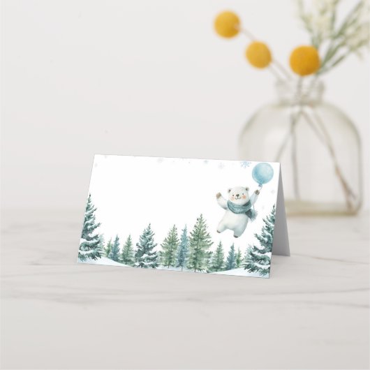 Placement Hiver Ours polaire Anniversaire Carte de la place  (Devant)