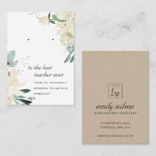 PLACEMENT IVORY FLORAL ENSEIGNANT CADEAU DE RECHERCHE CARTE 