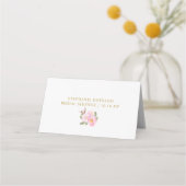 Placement Jolie carte de place florale rose et dorée (Dos)
