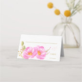 Placement Jolie carte de place florale rose et dorée (Devant)