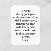 Placement La carte de prière solennelle de tous les saints (Dos)