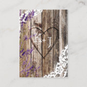 Placement Lavande de bois et dentelle Rustique Mariage Carte (Dos)