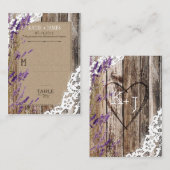 Placement Lavande de bois et dentelle Rustique Mariage Carte (Devant / Derrière)