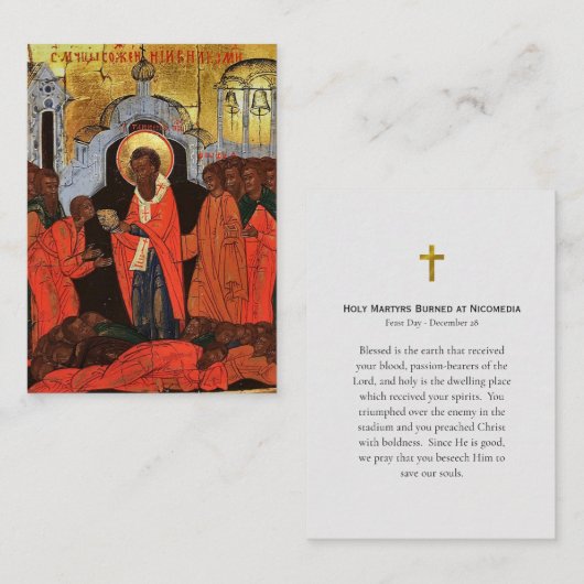 Placement Les martyrs brûlés à la carte de prière Nicomedia (Devant / Derrière)