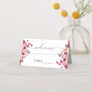 Placement Magenta Rose Floral mariage carte de place
