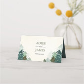 Placement Mariage de forêt Carte Place Pin rustique À feuill (Dos)