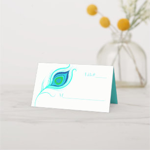 Placement Mariage de plumes Peacock moderne plié Carte de pl
