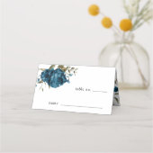 Placement Mariage floral bleu marine Numéro de table Carte d (Devant)