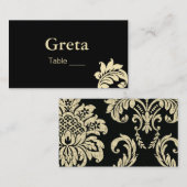 Placement Noir Damask Table Place Titulaires de carte (Devant / Derrière)