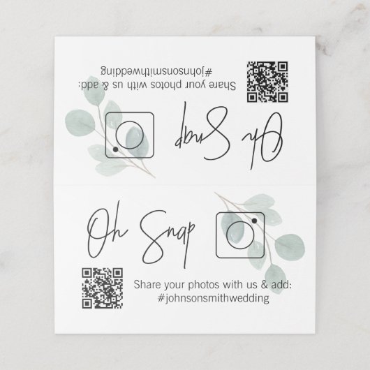 Placement OH SNAP QR Code Eucalyptus Carte de table pliée (Extérieur déplié)