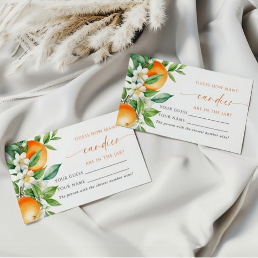 Placement Orange Floral Combien de bonbons Douche Carte de j