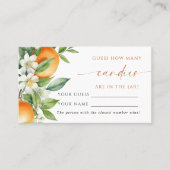 Placement Orange Floral Combien de bonbons Douche Carte de j (Devant)