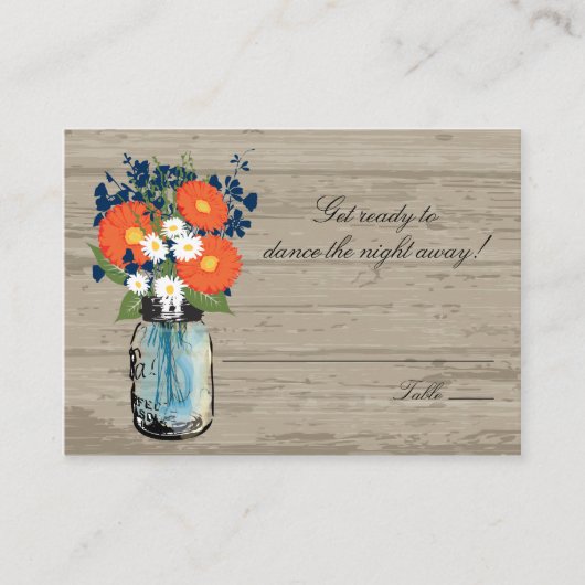 Placement Orange Gerber Daisies Mason Jar | Carte de siège (Devant)
