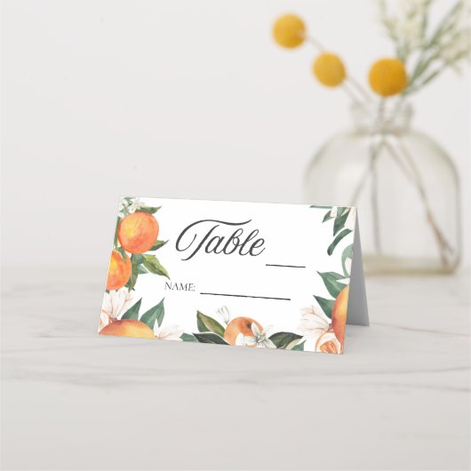 Placement Oranges romantiques Mariage Numéro de table Carte (Devant)