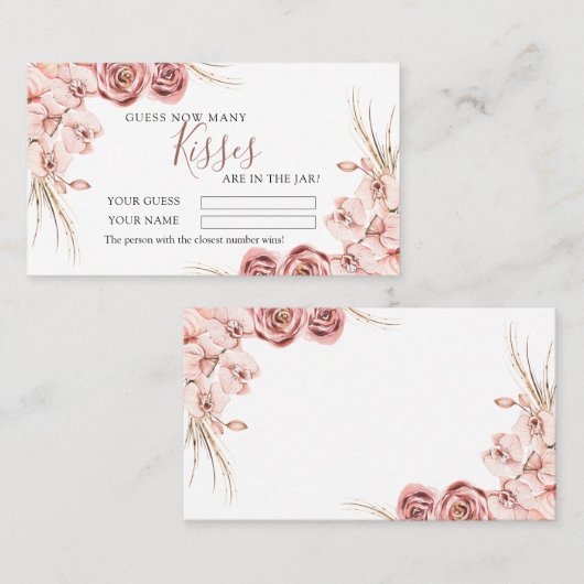 Placement Orchidée rose Boho Combien de baisers Douche Carte (Devant / Derrière)