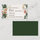 Placement Palme tropicale | Combien de baisers Douche Carte  (Devant / Derrière)