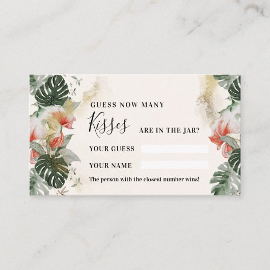 Placement Palme tropicale | Combien de baisers Douche Carte  (Devant)