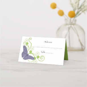 Placement Papillon pourpre Carte de lieu de réception Floral