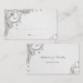 Placement Parties scintillant argent tourbillons + carte de  (Devant / Derrière)