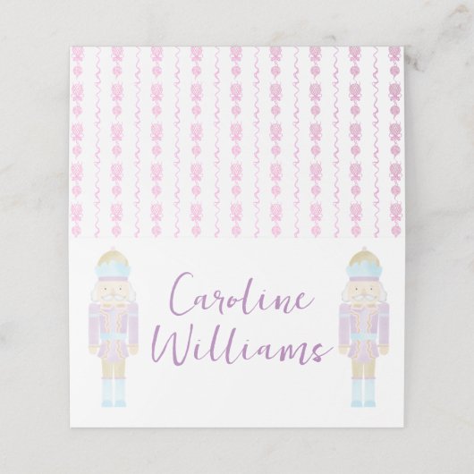 Placement Pastel Nutcracker Carte de lieu de Noël (Extérieur déplié)