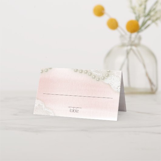 Placement Perles et dentelle blanc carte de siège (Devant)