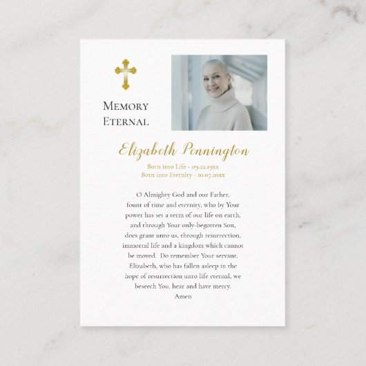 Placement Photo classique Carte de prière funéraire orthodox (Dos)