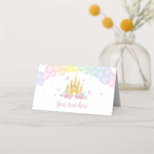 Placement Pink Gold Castle Princess Carte de lieu d'annivers (Devant)