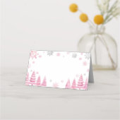 Placement Pink Snowflake Noël Anniversaire Carte de lieu (Dos)