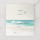 Placement Plage Mariage Aquarelle océan Carte de lieu pliée (Extérieur déplié)