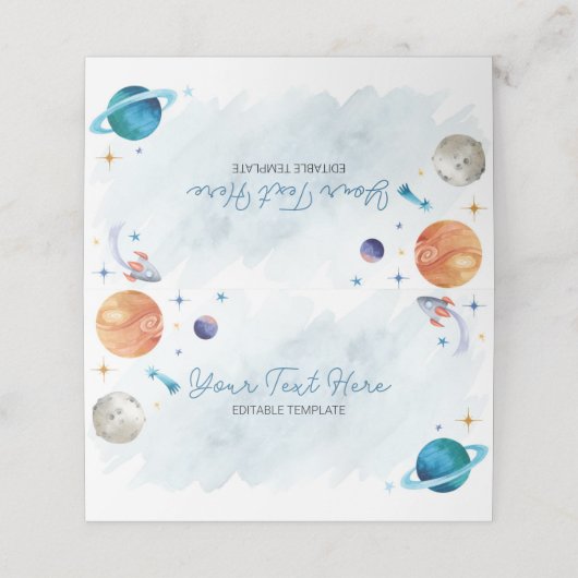 Placement Planètes spatiales Anniversaire Carte de lieu (Extérieur déplié)